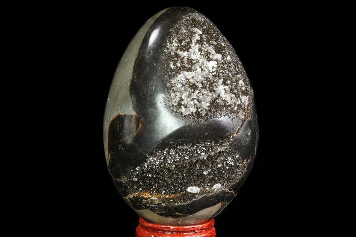 Septarian Dragon Egg Geode - Black Crystals #71891